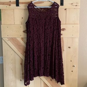 Lane Bryant Sleeveless Maroon Lace Dress 22/24